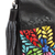 Bolso de mano con asa de cuero y detalles de algodón - Bolso de mano con asa de piel negra con colibrí bordado