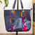 Cotton accent leather tote, 'Blue Chiapas Beauty' - Embroidered Blue Leather Tote Handbag from Mexico thumbail