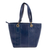 Cotton accent leather tote, 'Blue Chiapas Beauty' - Embroidered Blue Leather Tote Handbag from Mexico (image 2b) thumbail