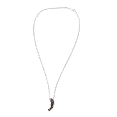 Sterling silver pendant necklace, 'Dolphin Splash' - Sterling Silver Dolphin Necklace Handcrafted in Mexico