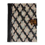Amate paper journal, 'Black and White' - Suede-Bound Amate Paper Journal from Mexico