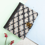 Amate paper journal, 'Black and White' - Suede-Bound Amate Paper Journal from Mexico