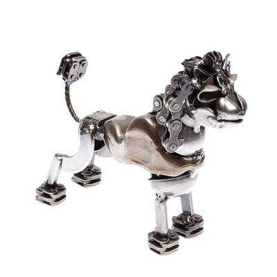 Recycled auto parts sculpture, 'Rustic Poodle' - Eco Friendly Recycled Metal Poodle Sculpture
