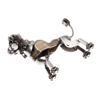 Recycled auto parts sculpture, 'Rustic Poodle' - Eco Friendly Recycled Metal Poodle Sculpture