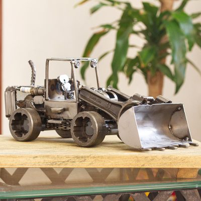 Recycled auto parts sculpture, 'Rustic Loader' - Rustic Metal Eco Art Loader Sculpture