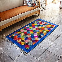 Zapotec wool area rug, 'Endless Stars' - Hand Woven Colorful Wool Area Rug from Oaxaca