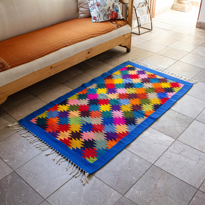 Zapotec wool area rug, 'Endless Stars' - Hand Woven Colorful Wool Area Rug from Oaxaca
