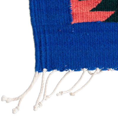 Tapete de lana zapoteca - Alfombra de área de lana colorida tejida a mano de Oaxaca