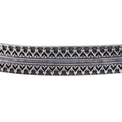 Silver cuff bracelet, 'Moorish Mexico' (6 inch) - Handcrafted Signed Fine Silver Cuff Bracelet (6 Inch)