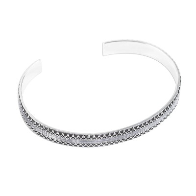 Brazalete de plata (6,5 pulgadas) - Brazalete de plata fina firmado a mano (6,5 pulgadas)