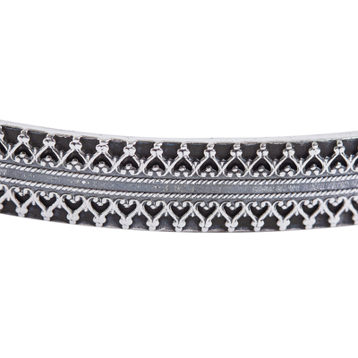 Silber-Manschettenarmband für Männer, 'Maurisches Mexiko'. - Handgefertigtes, signiertes Manschettenarmband aus Feinsilber für Männer (6,5 Zoll