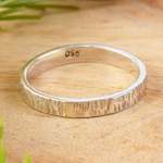 Unisex silver band ring, 'Subtle Texture' - Slender Textured 950 Silver Band Ring for Men and Women