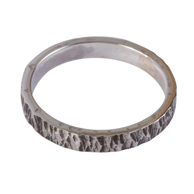 Textured Unisex Silver 950 Band Ring