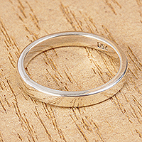 Unisex silver band ring, 'Polished'
