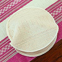 Cotton tortilla warmer, 'Handloomed Textures' - Handwoven Unbleached Ivory Cotton Tortilla Warmer