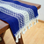 Cotton table runner, 'Zapotec Sapphire' - Handwoven Sapphire Blue & Ivory Cotton Zapotec Table Runner