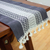 Camino de mesa de algodón - Camino de mesa zapoteco de algodón gris y marfil tejido a mano