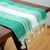 Camino de mesa de algodón - Camino de mesa de algodón verde y marfil tejido a mano Oaxaca