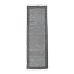 Wool runner, 'Fine Lines' - Grey and Ecru Wool Runner Rug from Oaxaca