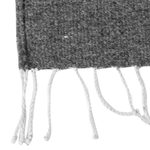 Wool runner, 'Fine Lines' - Grey and Ecru Wool Runner Rug from Oaxaca