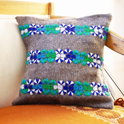 Wool cushion cover, Chiapas Cheer in Grey