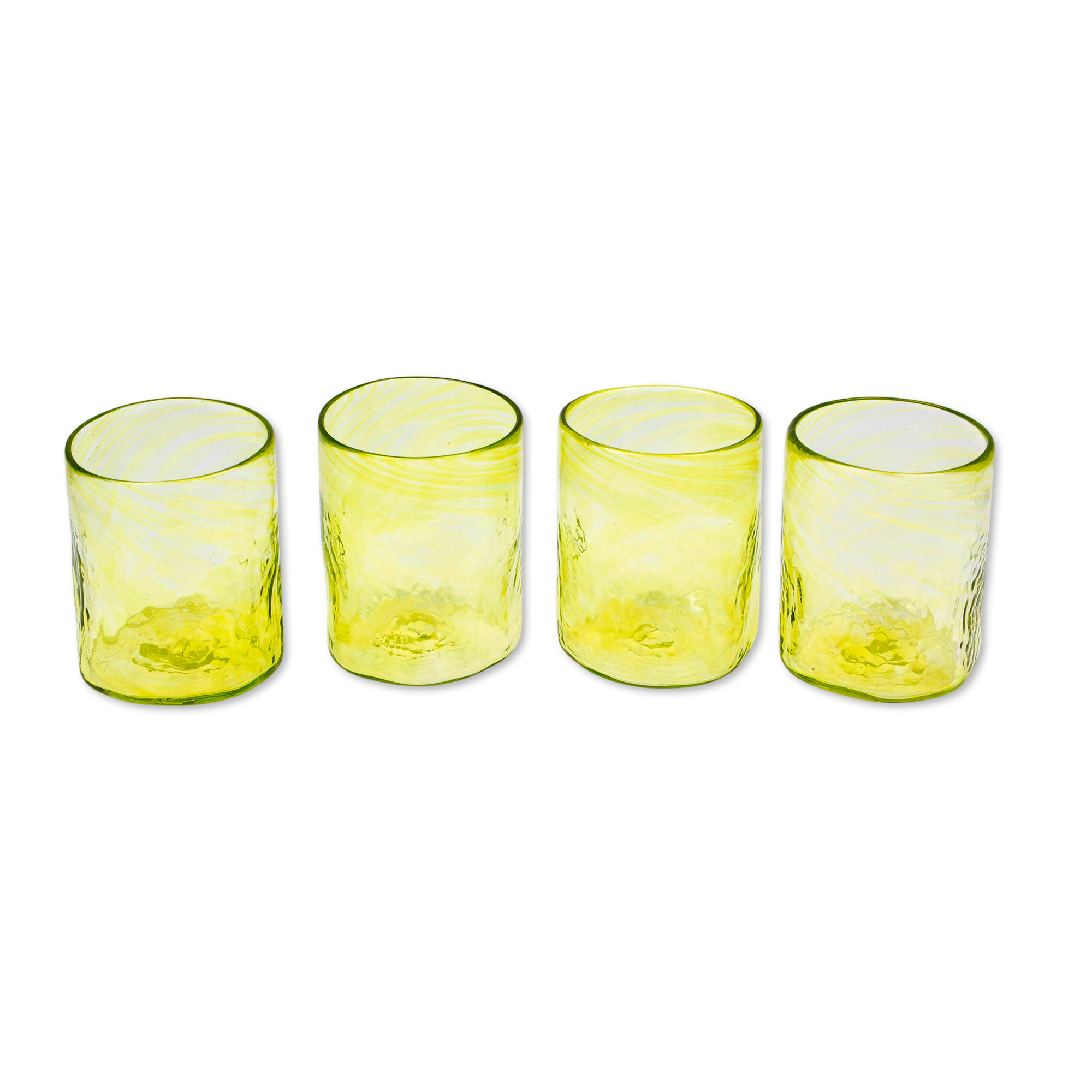 UNICEF Market 4 Handblown Golden Lime Recycled Glass Juice Glasses 8