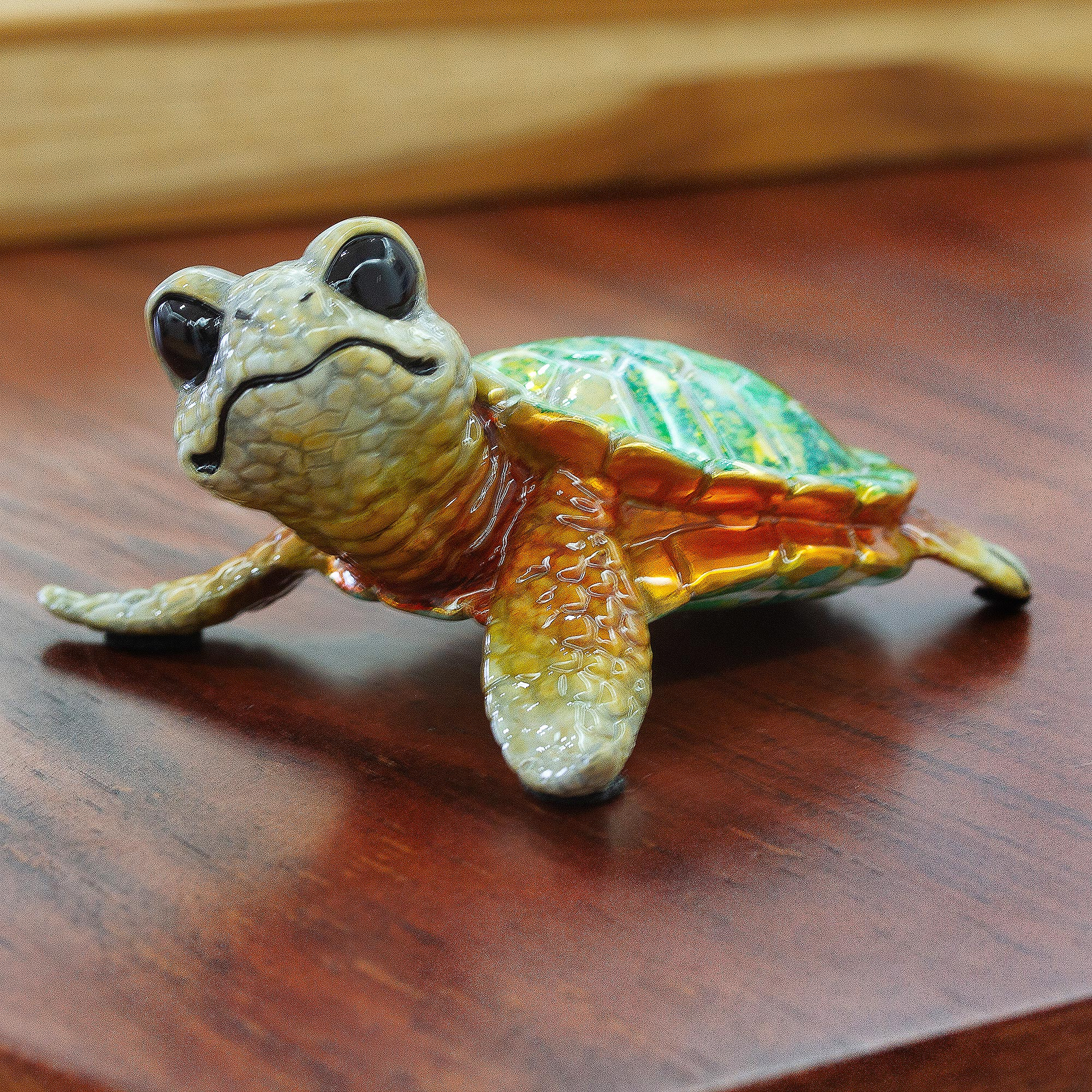 Small Green Turtle Bronze Figurine from Mexico - Little Green Turtle ...