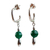 Agate half hook earrings, 'Verdant Sea' - Modern Green Agate and Sterling Silver Half Hook Earrings
