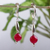 Agate half hook earrings, 'Scarlet Memories' - Modern Red Agate and Sterling Silver Half Hook Earrings thumbail