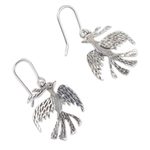 Sterling silver dangle earrings, 'Dance of the Birds' - Handmade Taxco Sterling Silver Bird Earrings