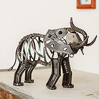 Recycled auto parts sculpture, Mighty Rustic Elephant