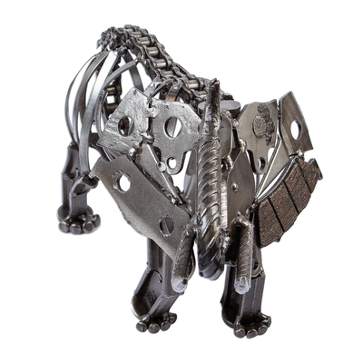 Recycled auto parts sculpture, 'Mighty Rustic Elephant' - Rustic Recycled Auto Parts Elephant Sculpture