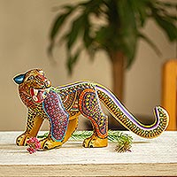 Featured review for Wood alebrije figurine, Yellow Zapotec Jaguar