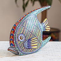 Figurilla de alebrije de madera - Escultura de pez Alebrije tallada y pintada a mano de 12 pulgadas