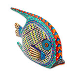Wood alebrije figurine, 'Zapotec Fish' - 12-inch Hand Carved and Painted Alebrije Fish Sculpture