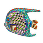 Wood alebrije figurine, 'Zapotec Fish' - 12-inch Hand Carved and Painted Alebrije Fish Sculpture