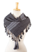 Cotton scarf, 'Chiapas Charisma' - All Cotton Black and Grey Hand Loomed Scarf
