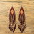 Glass beaded waterfall earrings, 'Espresso Brown Cascade' - Huichol Handcrafted Espresso Brown Beadwork Earrings (image 2b) thumbail