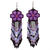 Glass beaded waterfall earrings, 'Purple Jikuri' - Purple Floral Beadwork Huichol Waterfall Earrings (image 2a) thumbail