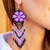 Glass beaded waterfall earrings, 'Purple Jikuri' - Purple Floral Beadwork Huichol Waterfall Earrings (image 2c) thumbail