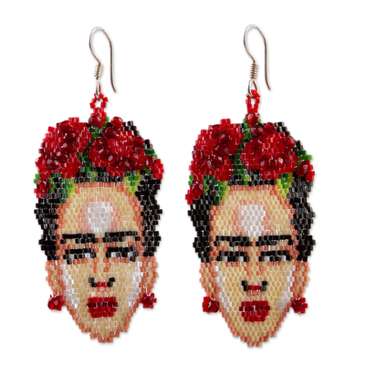 Ohrhänger aus Glasperlen - Handgefertigte Frida Kahlo Huichol Ohrringe aus Perlen