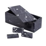 Marble domino set, 'Fascinating Challenge' (9 inch) - Dark Grey Marble Domino Set with Storage Box (9 Inch)