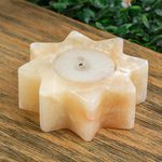 Onyx tealight candleholder, 'Citlalli' - Pineapple Onyx Star Tealight Candleholder from Mexico