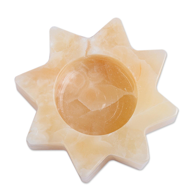 Onyx-Teelicht-Kerzenhalter, 'Citlalli'. - Ananas Onyx Star Teelichtleuchter aus Mexiko