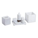 Marble bath accessory set, 'Elite' - Natural White Marble and Onyx Bath Set (8 Pieces)