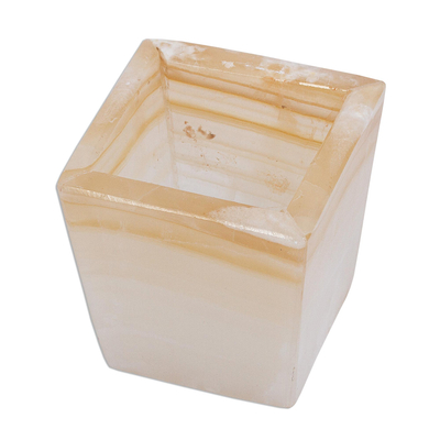 Onyx desk set, 'Cream and Honey' - Natural Cream Onyx Desk Set Hand Crafted in Mexico