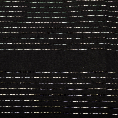 Zapotec cotton cushion cover, 'Midnight in Dainzu' - Zapotec Handwoven Black Cotton Cushion Cover