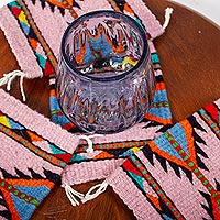 Wool coasters, 'Zapotec Arrows' (set of 6) - Artisan Crafted Zapotec Style Wool Coasters (Set of 6)