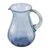 Hand blown glass pitcher, 'Denim Blue' - Fluted Blue Recycled hand Blown Glass Pitcher (image 2a) thumbail