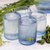Hand blown juice glasses, 'Denim Blue' (set of 6) - Recycled Hand Blown Juice Glasses in Blue (Set of 6) thumbail